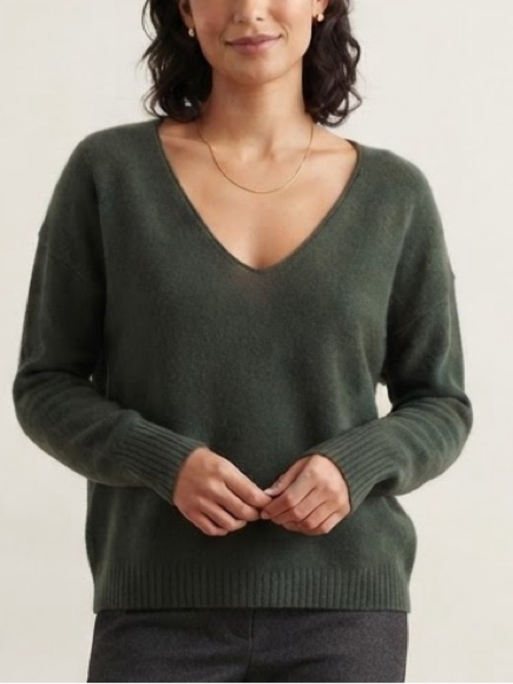 Wesley Sz S 100% Cashmere Green Relaxed Soft Sweater